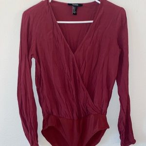 Forever 21 Long sleeve Maroon Bodysuit